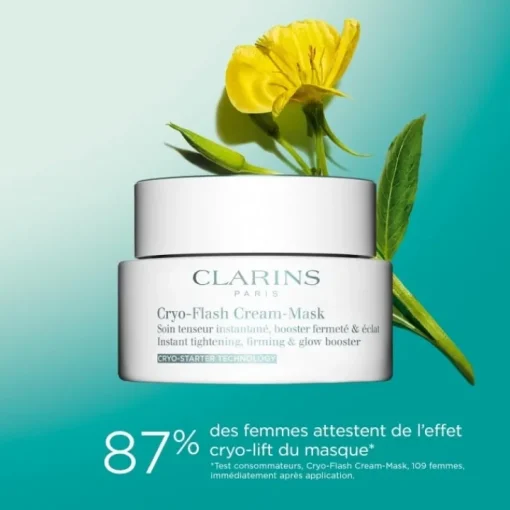 CLARINS Masque|Soin Jour & Nuit|Cryo-Flash Masque-Crème                Soin Masque Anti-Âge Effet Lift Immédiat, Fermeté & Éclat