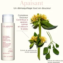 CLARINS Démaquillant Visage|Lait Velours Démaquillant                 Aux Extraits de Gentiane Jaune & Mélisse des Alpes