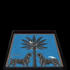 Ortigia Sicilia Accessoires Maison|Ortigia                Plateau Carré Bleu en Laque
