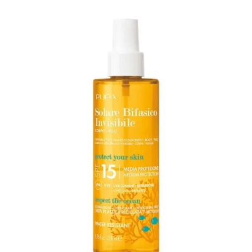 Pupa Protecteur Solaire|Soin Solaire Invisible Biphase SPF 15 Visage & Corps                Haute Protection UVA - UVB - Infrarouges